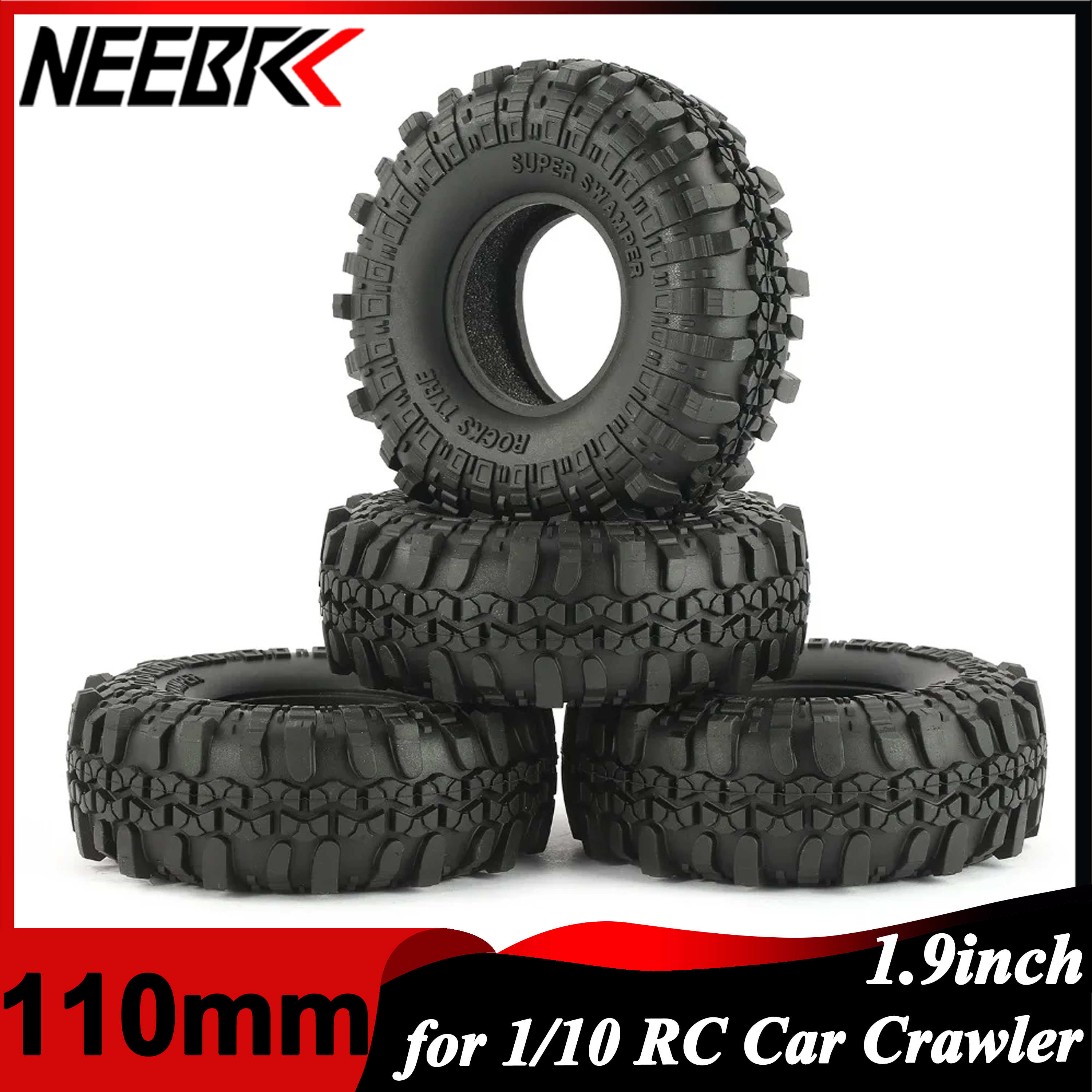 4PCS 1.9 Inch 110mm Rubber Tyr - Rc Rock Crawler บทวิจารณ์และราคา